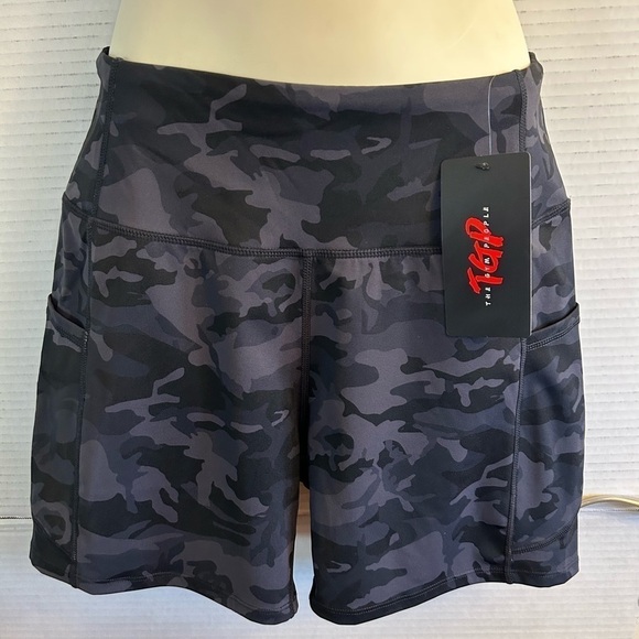 The Gym People TGP black camouflage workout shorts with pockets NWT Sz-M R20 - Picture 4 of 11